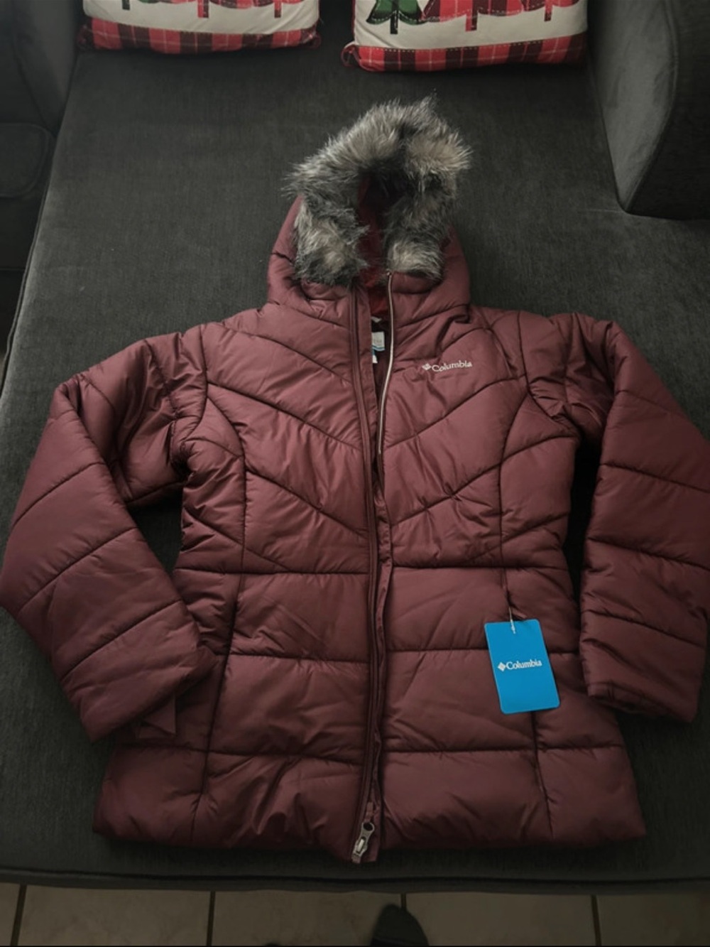 Columbia Youth Insulated Hooded Jacket - Burgundy